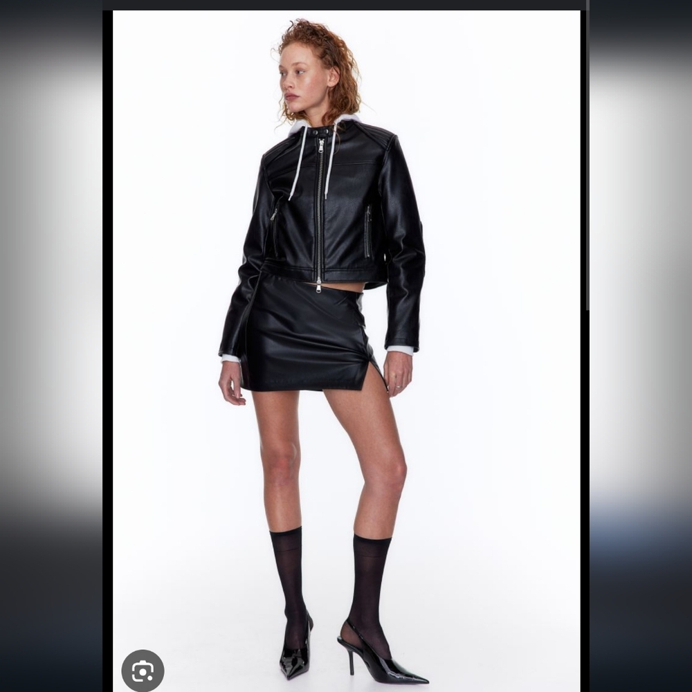 H&M Divided Leather Split-Hem Miniskirt